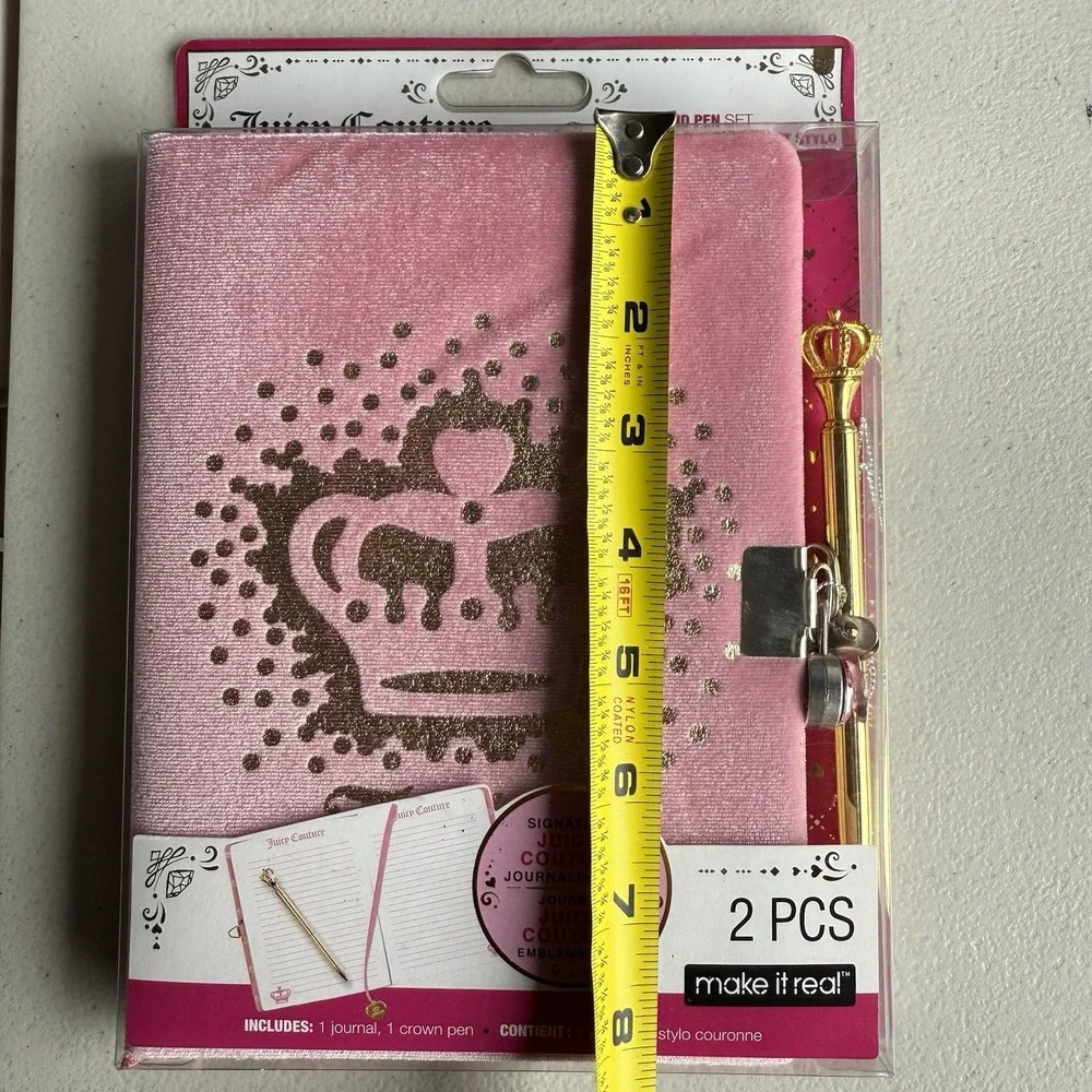 Make It Real Juicy Couture Velvet Locking Journal Set Crown Pen - Y2K Room Decor